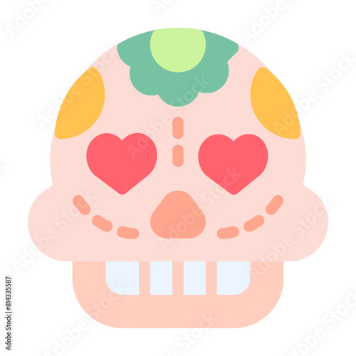 Skull Icon With Flat Color Style