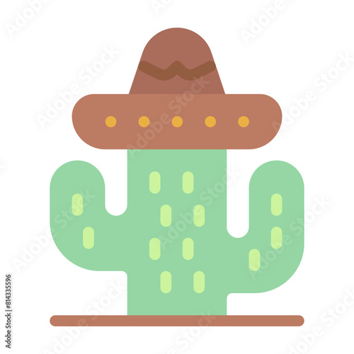 Mexico Icon With Flat Color Style