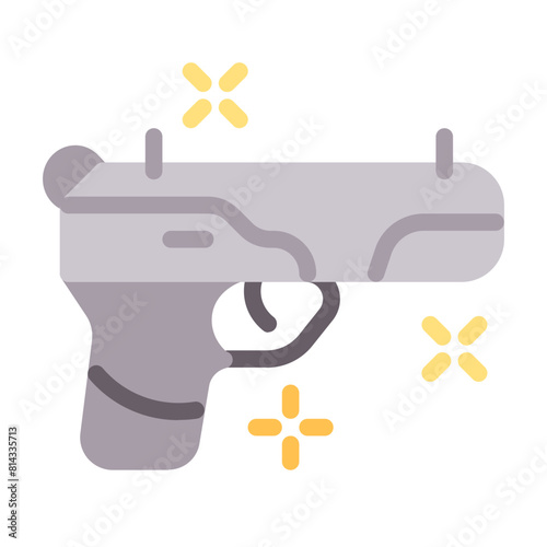 Gun Icon With Flat Color Style