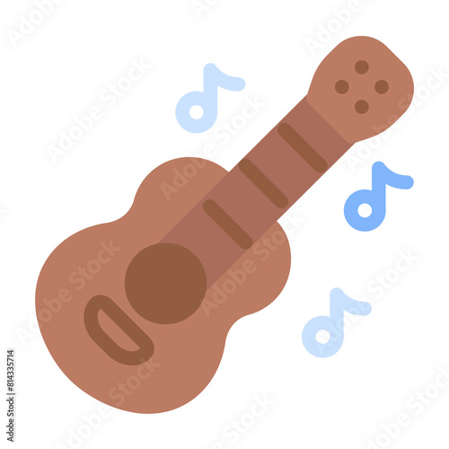Guitar Icon With Flat Color Style