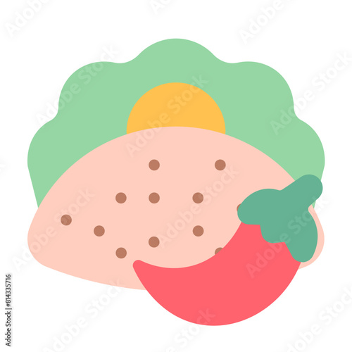 Taco Icon With Flat Color Style