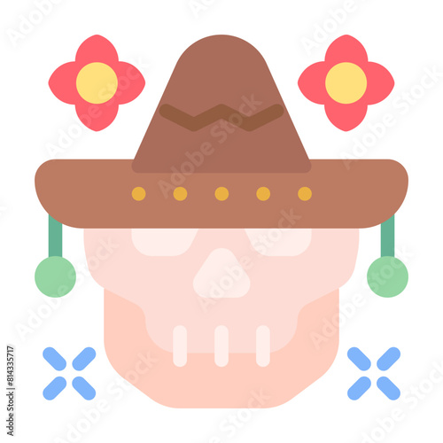 Hat Icon With Flat Color Style