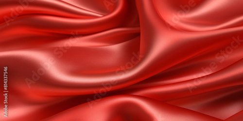 Red silk background, flowing red cloth 3D rendering