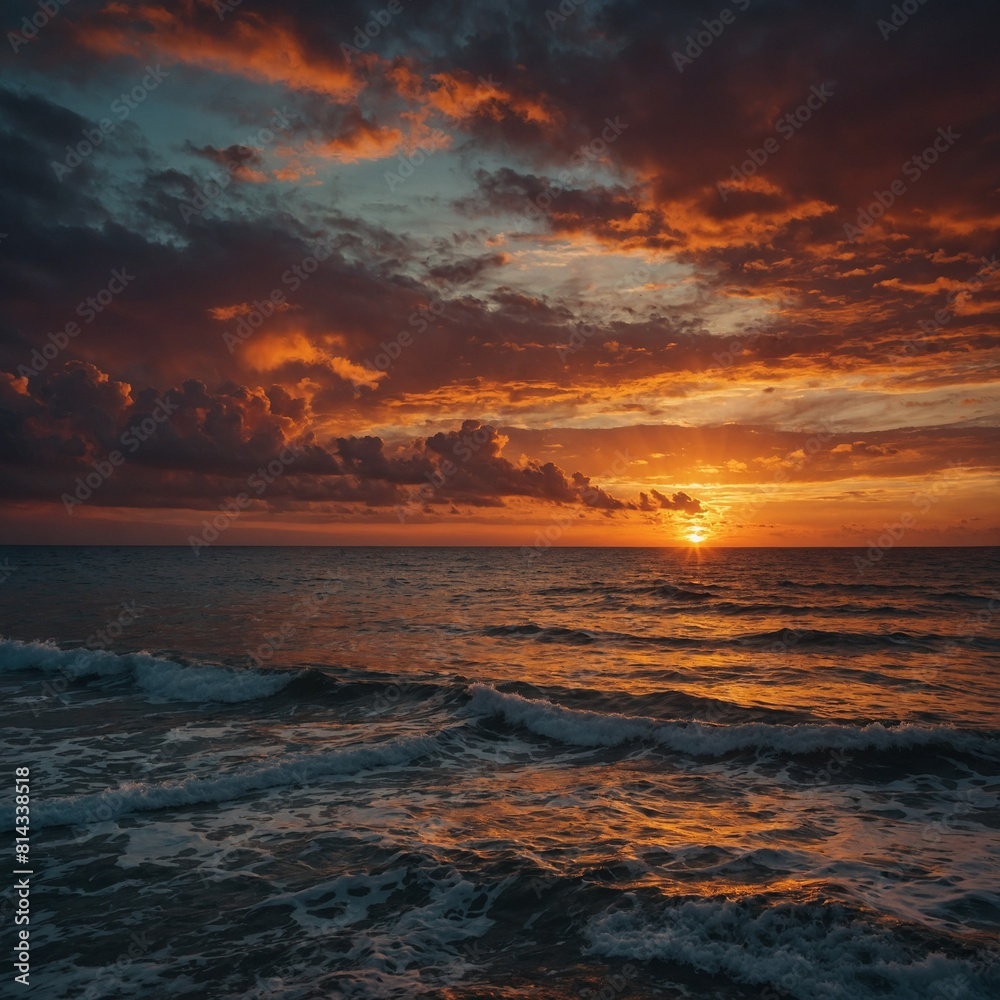 Commemorate National Camera Day with a majestic shot of a fiery sunset over the ocean.

