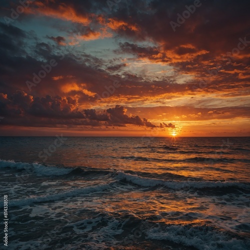 Commemorate National Camera Day with a majestic shot of a fiery sunset over the ocean.