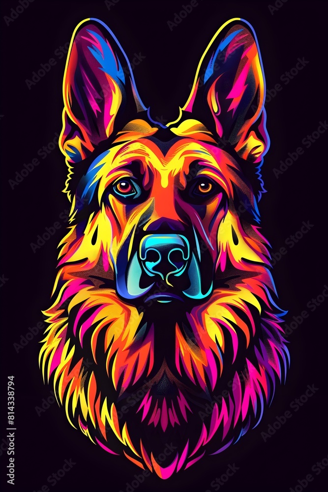 Loyal German Shepherd Guard Dog Portrayed in Vibrant Synthwave Esports Logo Loyal German Shepherd Guard Dog Portrayed in Vibrant Synthwave Esports Logo