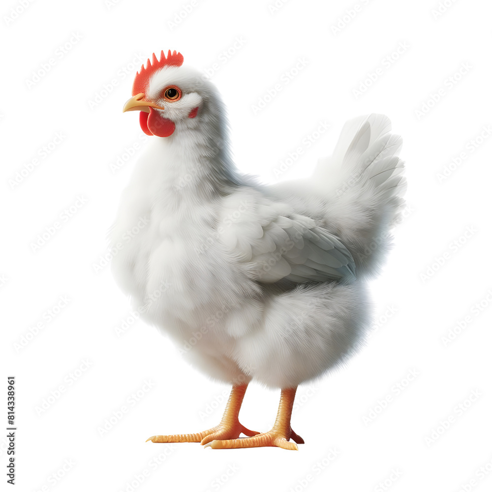 Fototapeta premium a white chicken, transparent background, animal set