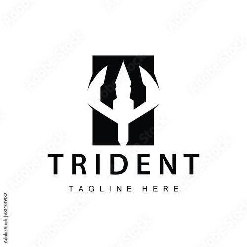 Trident logo design spear weapon vector sea king poseidon neptune symbol template