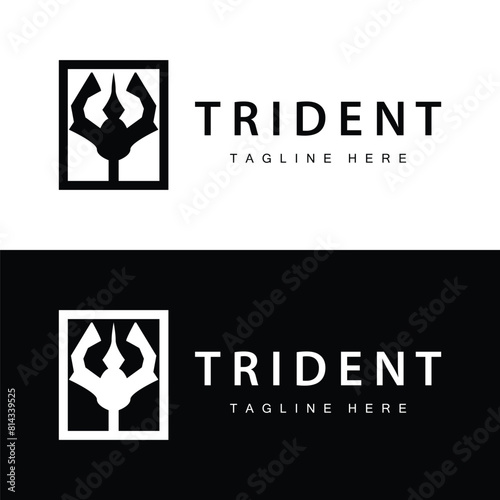 Trident logo design spear weapon vector sea king poseidon neptune symbol template