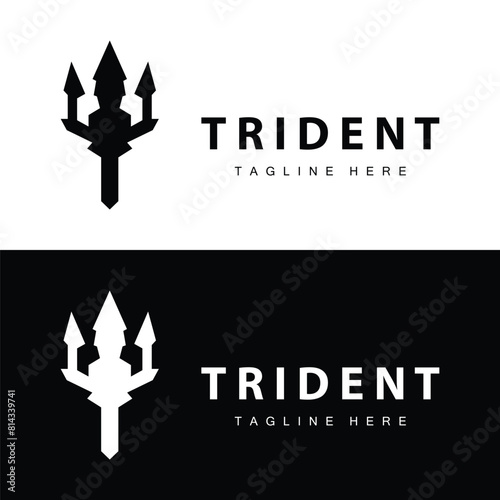 Trident logo design spear weapon vector sea king poseidon neptune symbol template