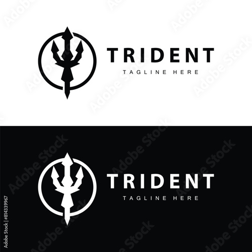 Trident logo design spear weapon vector sea king poseidon neptune symbol template