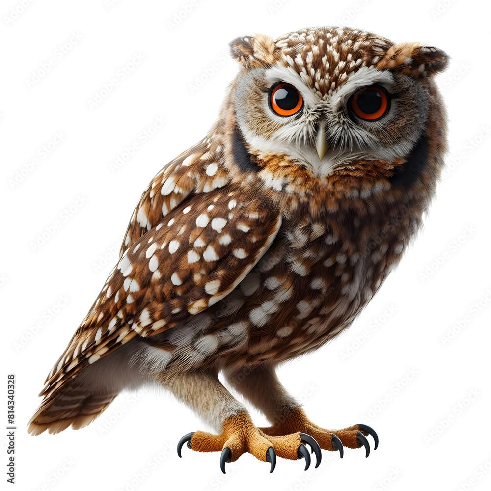 Naklejka premium an owl standing, transparent background, animal set