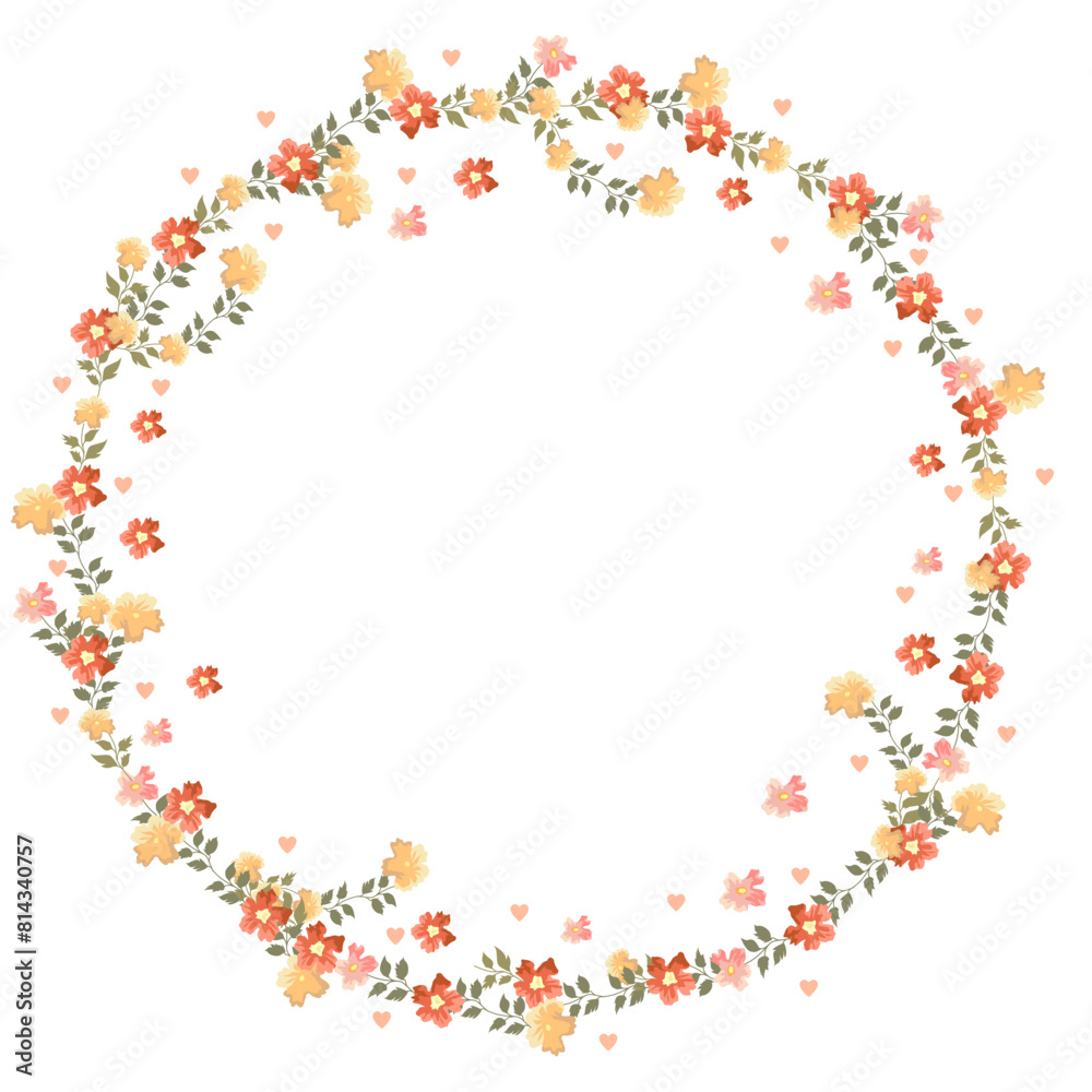 Vector floral pastel wreath. Vector floral wreath with pastel flowers and leaves for you design Vector floral pastel wreath. Vector floral wreath with pastel flowers and leaves for you design