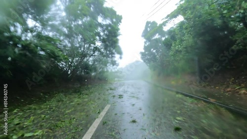 Dangerous Drive In Hurricane Wind And Heavy Rain - Infa photo