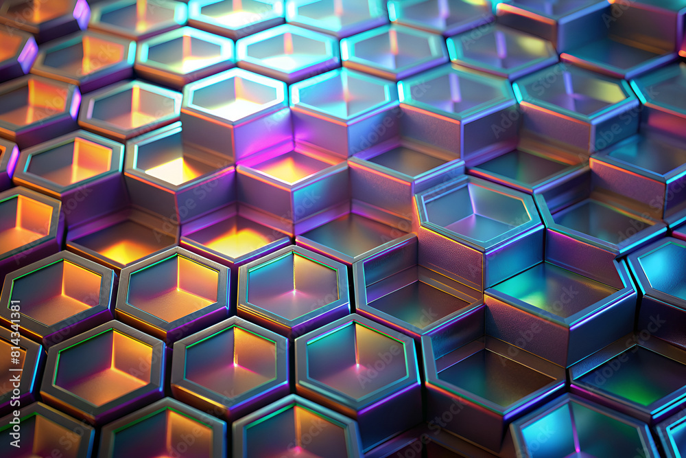Tessellating hexagons with a holographic effect. Tessellating hexagons with a holographic effect.