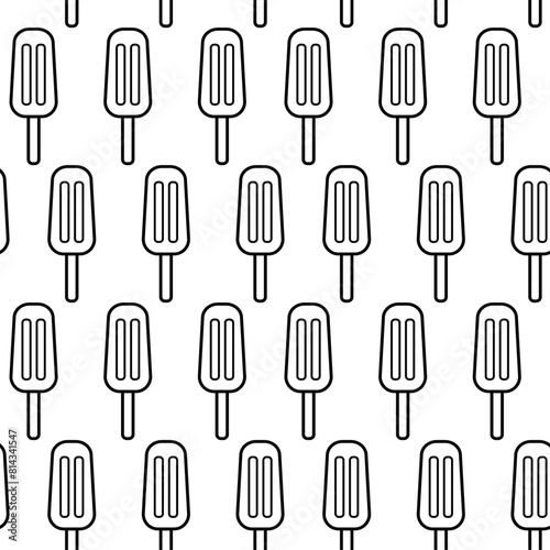 Popsicle ice cream outline shape, seamless vector pattern on transparent background, textile print, wallpaper, packaging.