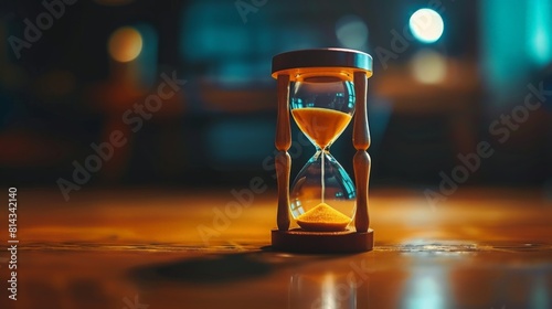 An hourglass, Cinematic photo of An hourglass representing reduced working time