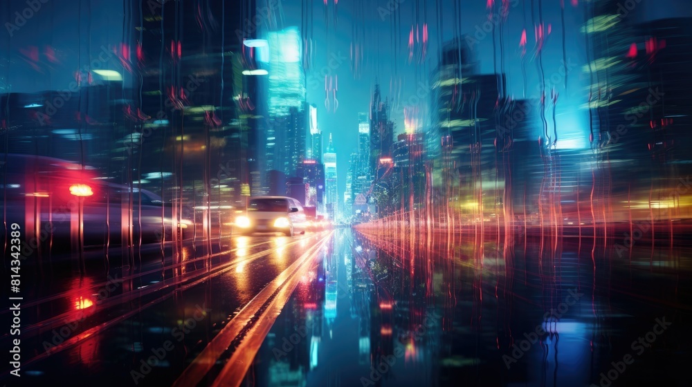 Abstract blur background of city lights at night