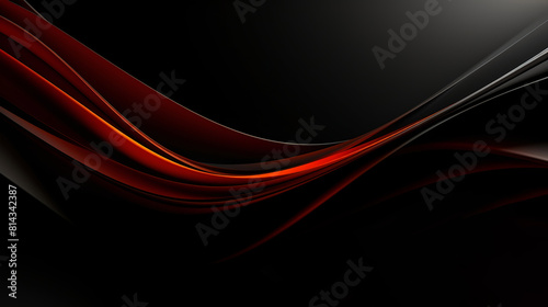 Abstract black background wallpaper with red wavy lines. Realistic 3d wallpaper 