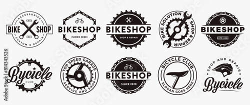 Set of badge emblem bicycle shop bike club logo icon vector illustration