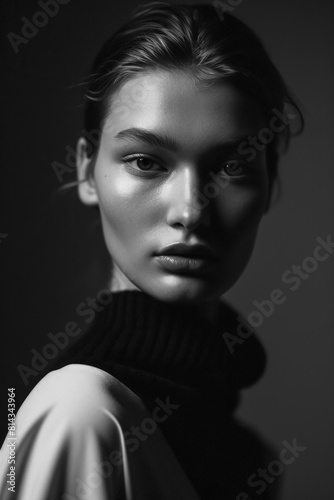 Black and white portrait of a woman