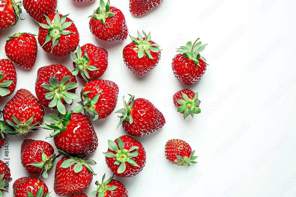 Delicious fresh red strawberries on white background top view Delicious fresh red strawberries on white background top view