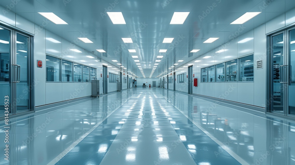 A minimalist representation of a clean room in a semiconductor factory A minimalist representation of a clean room in a semiconductor factory