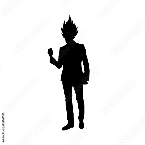 Silhouette of executive man from the front with clenched fist. photo