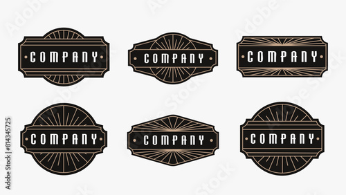Set of art deco badge emblem seal stamp company logo on white background