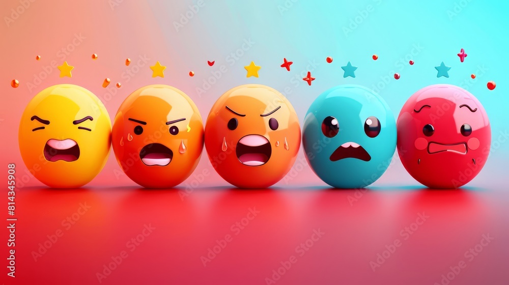 Minimalist icons of different facial expressions rated from one to five stars
