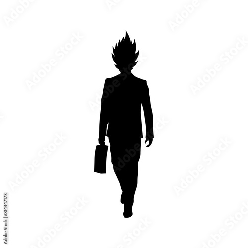Silhouette of executive man carrying a briefcase.