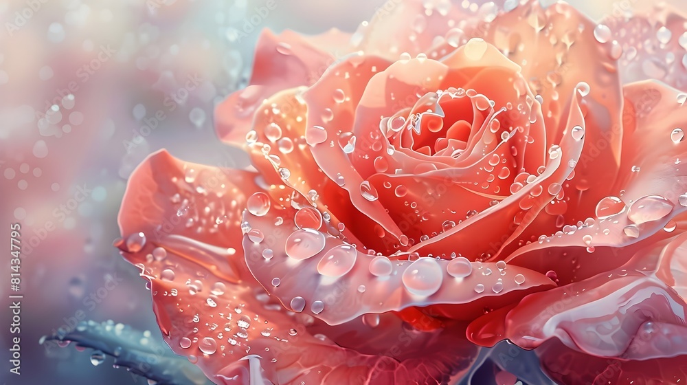 Captivating Bloom:Intricate Watercolor Rose with Delicate Petals and Glistening Dewdrops Captivating Bloom:Intricate Watercolor Rose with Delicate Petals and Glistening Dewdrops