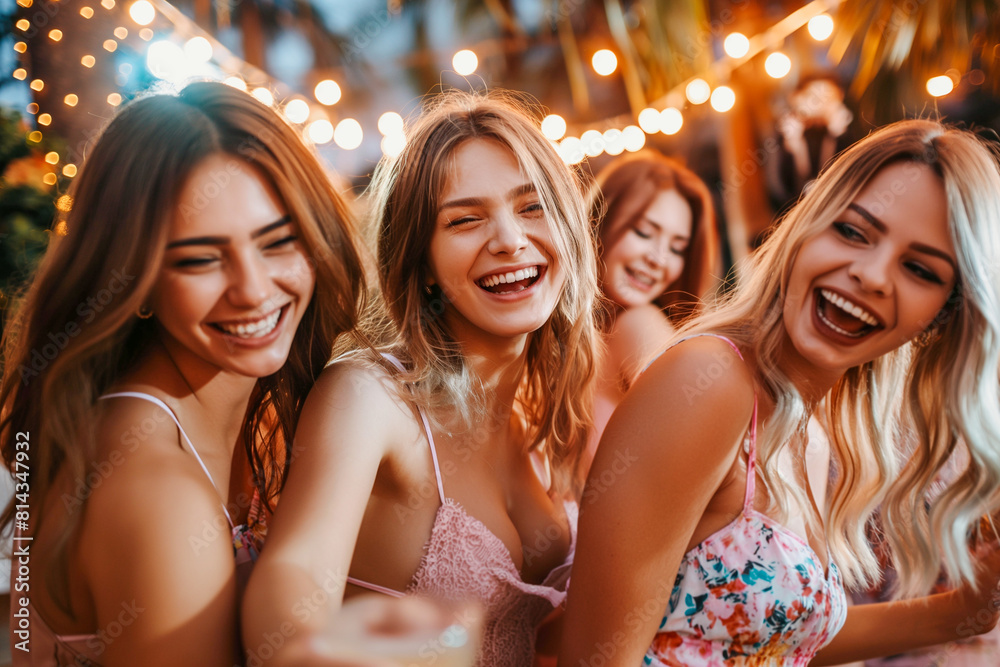 A group of women are smiling and laughing together A group of women are smiling and laughing together