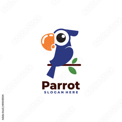 parrot fun logo mascot vector