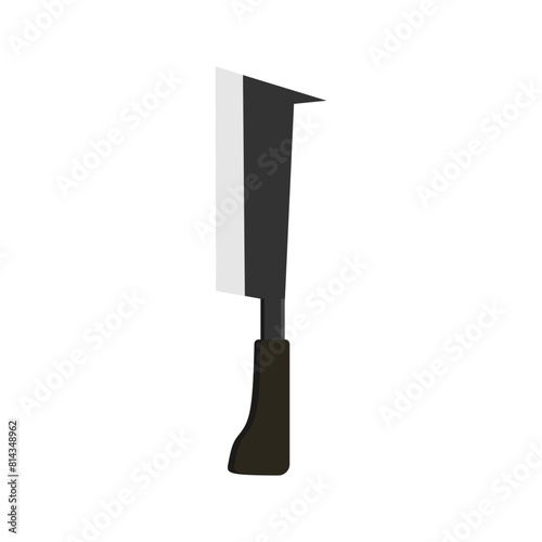 billhook flat design vector illustration isolated on white background. This cutting tool is used widely in agriculture and forestry for cutting woody material such as shrubs, small trees and branch.