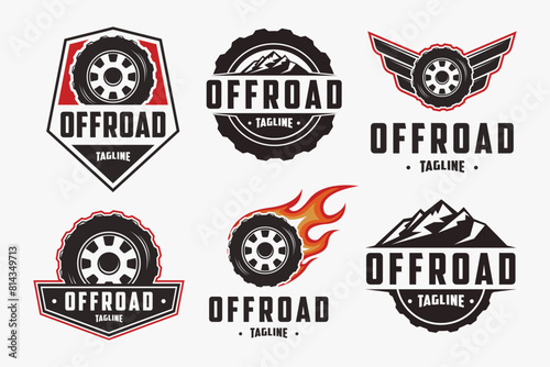 Set of extreme sports offroad logo on white background
