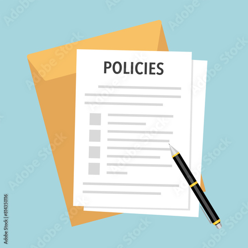 Policies document concept. Company regulation.