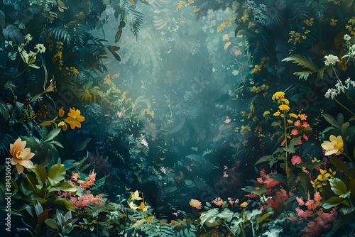 Mystical Forest Teeming with Enchanted Flora and Fauna in Lush,Vibrant Landscape