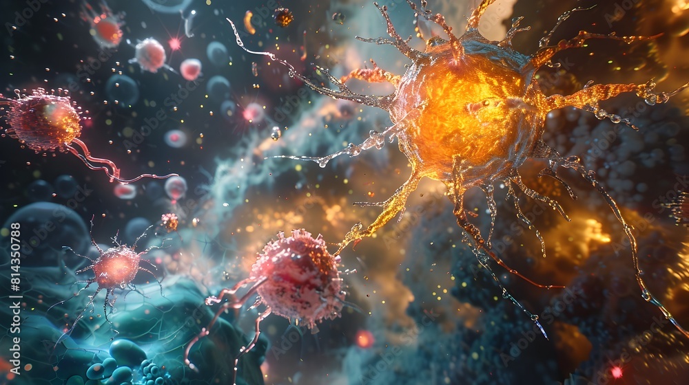 Synchronized Microscopic Dance of Defense and Protection:A Futuristic Digital 3D Visualization of Immune Cell Dynamics Synchronized Microscopic Dance of Defense and Protection:A Futuristic Digital 3D Visualization of Immune Cell Dynamics