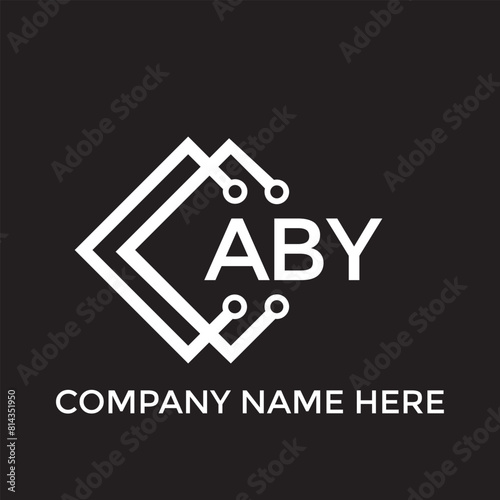 ABY letter technology logo design on black background. ABY creative initials letter IT logo concept. ABY setting shape design
 photo