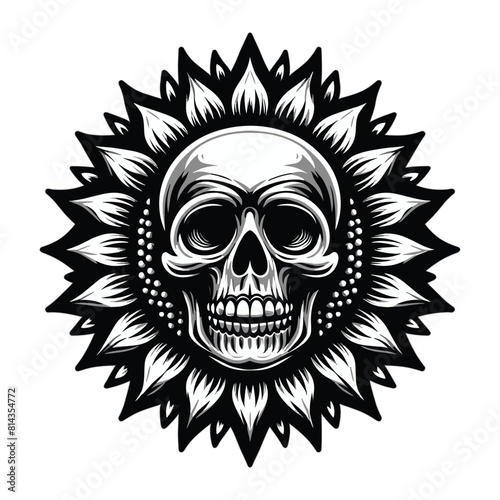 The skull head is in the shape of a sunflower
