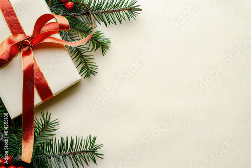 Gift ribbon on corner with blank space