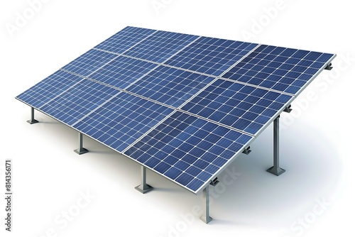 Solar panels on a clean white background Using sunlight for eco-friendly energy gains.