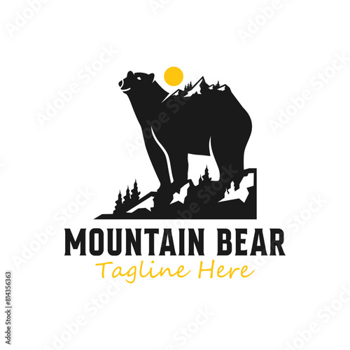 mountain bear illustration logo