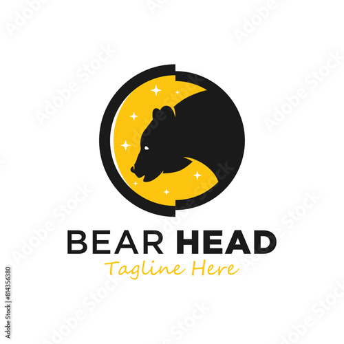 bear head circle illustration logo