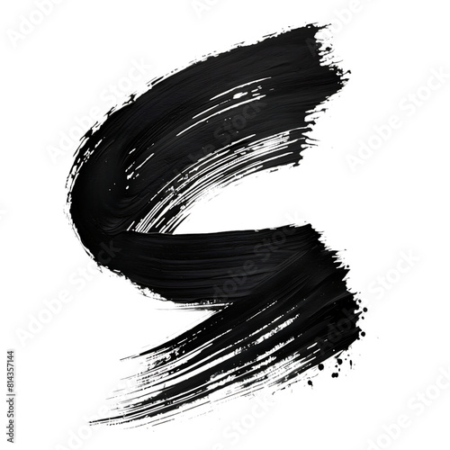 A vector graphic design featuring black ink brush stroke in an S-shaped pattern. Isolated on transparent background. 