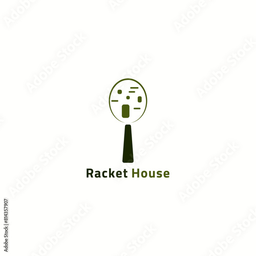 Combination logo of racket and house. Suitable for sports and home businesses.