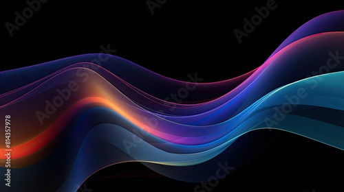 Abstract holographic waves undulating across a dark background