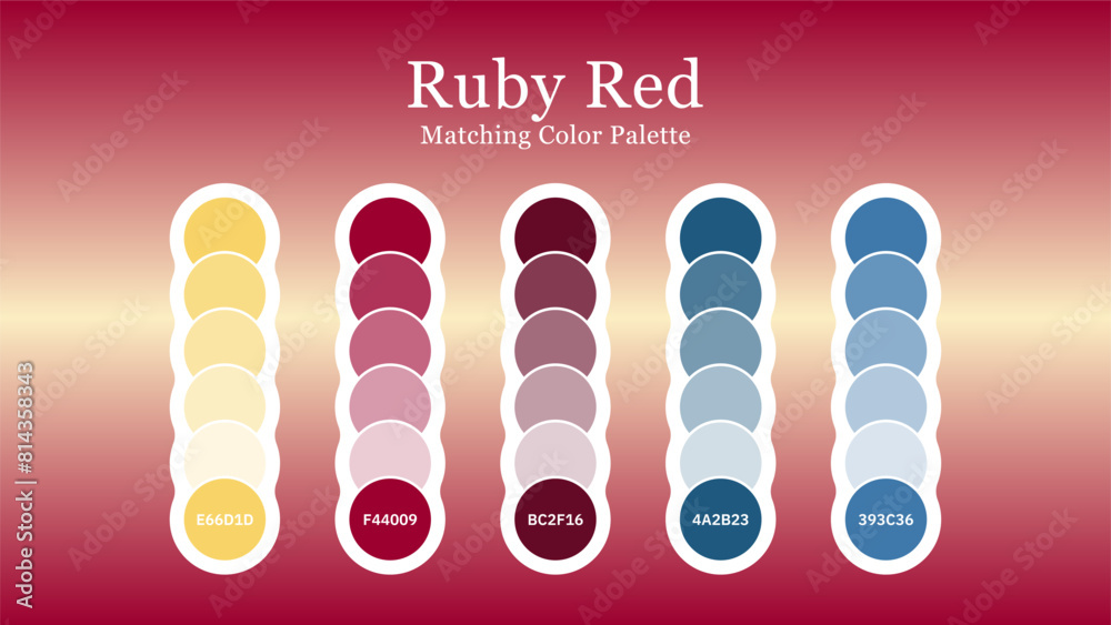Vektorová grafika „Set of Ruby Red Color Palette Combination in RGB Hex ...