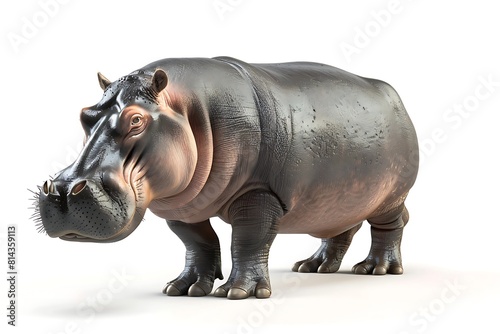 3D realistic hippo  isolated on white background 